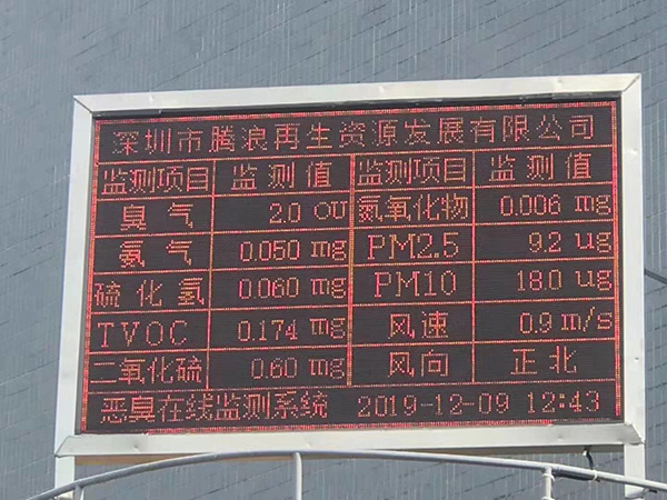 惡臭在線監(jiān)測(cè)系統(tǒng)顯示參數(shù)界面